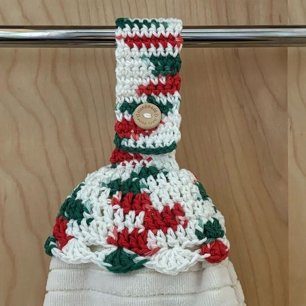 Kitchen‎ Tea Hand Towel Topper Holder Christmas Holiday Cotton Crochet by Seller